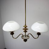 Mid-Century Brass Chandelier, Czechoslovakia, 1970s, Made in Jablonec Glass