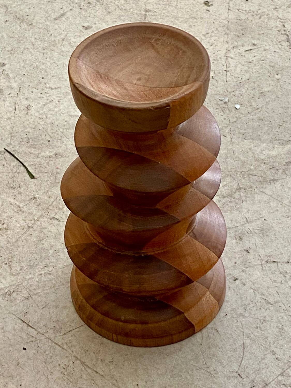 Turned wooden candle holder