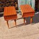 Pair of cherry wood marquetry bedside tables