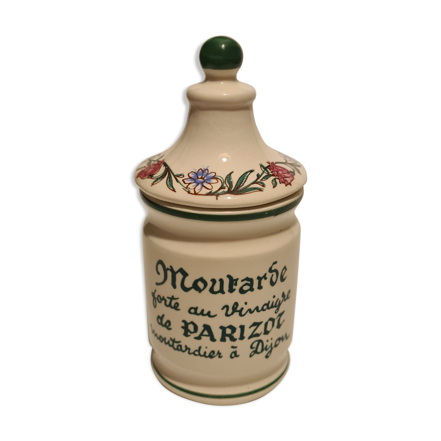 Pot mustard Parizot faience Digoin Sarguemine floral décor