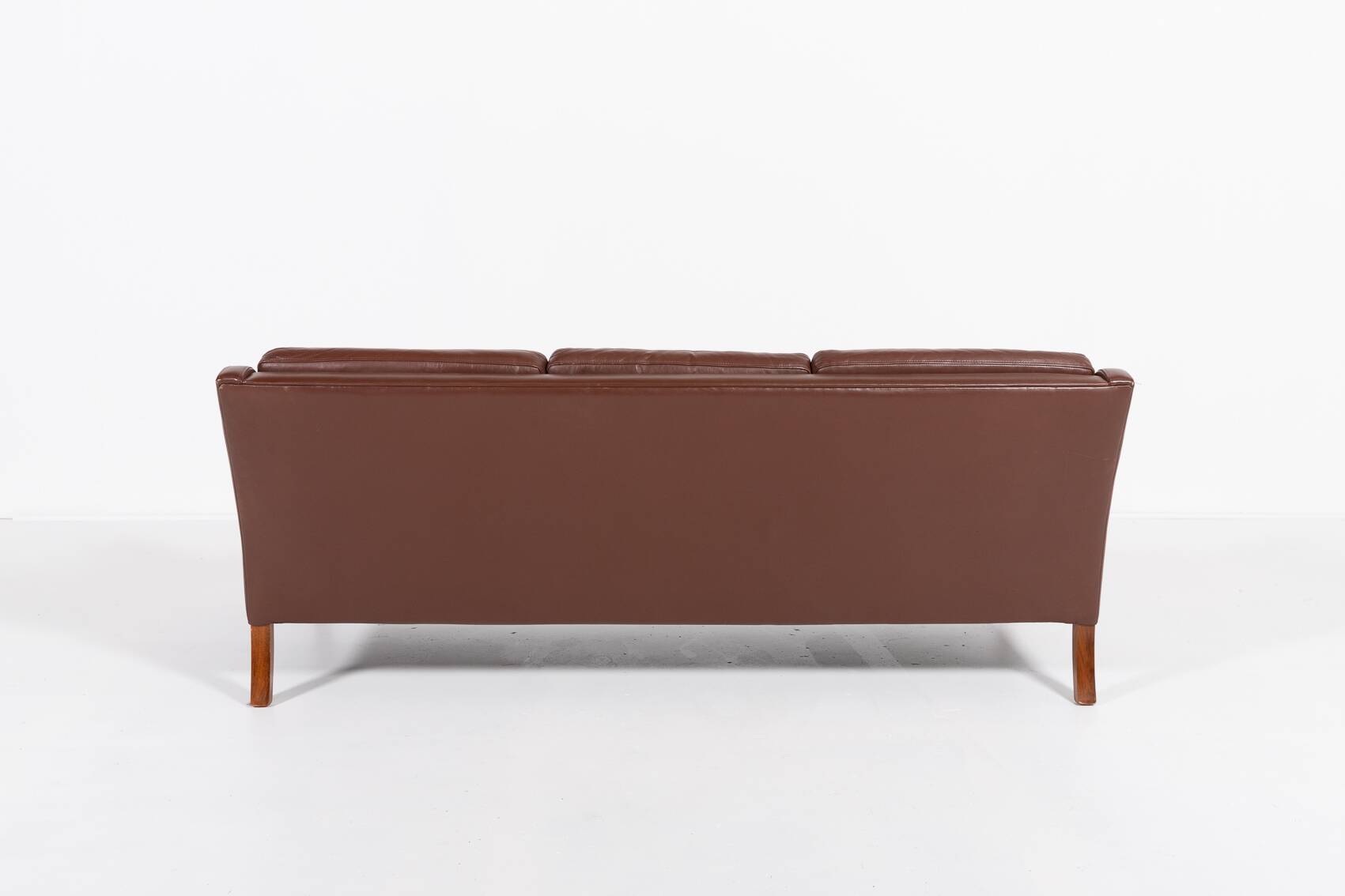 Canapé vintage en cuir marron de Mogens Hansen, Danemark 1980