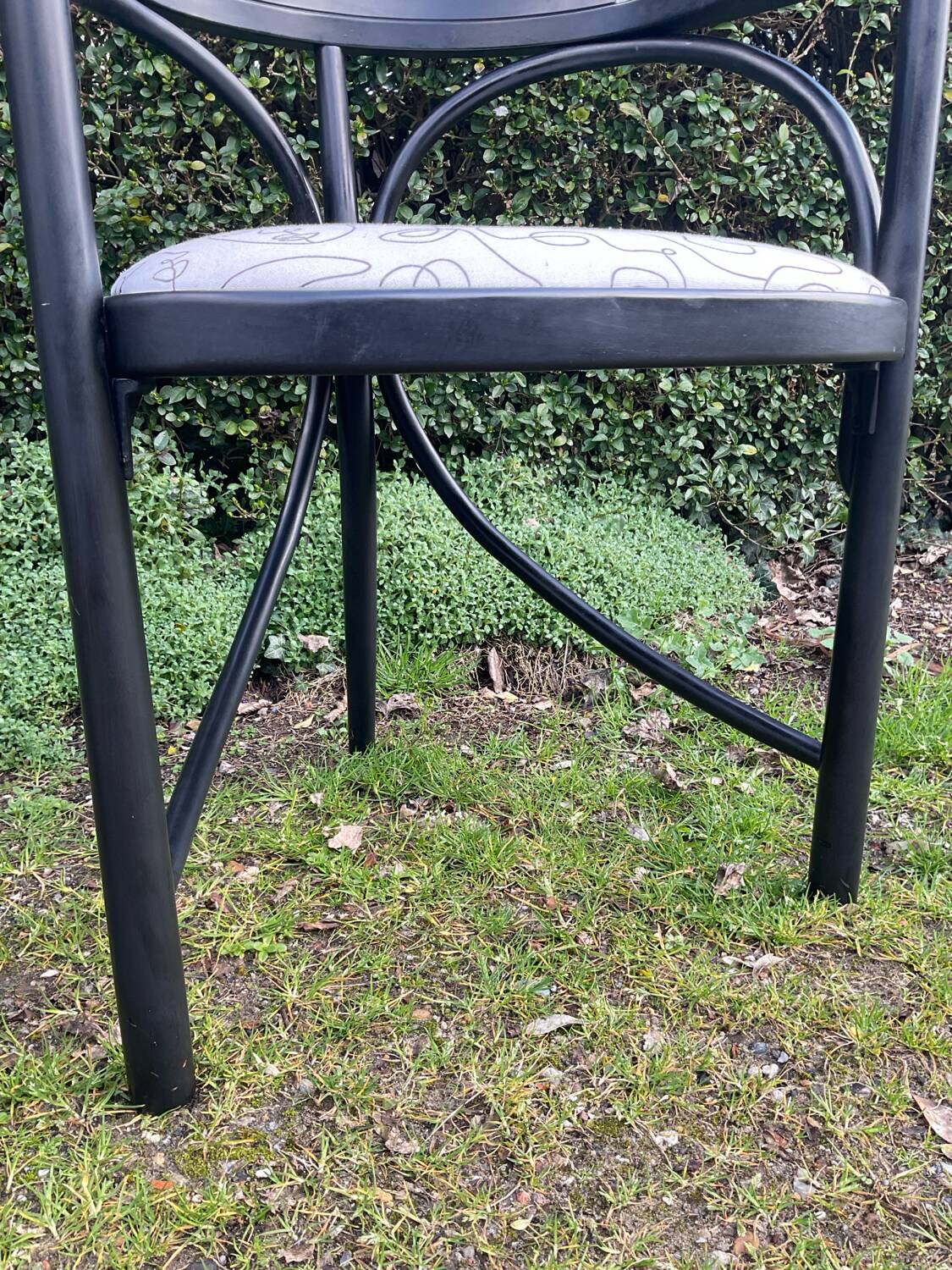 Pair of Thonet armchairs model 225 in stained black beech.