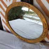 Art Deco golden oval mirror