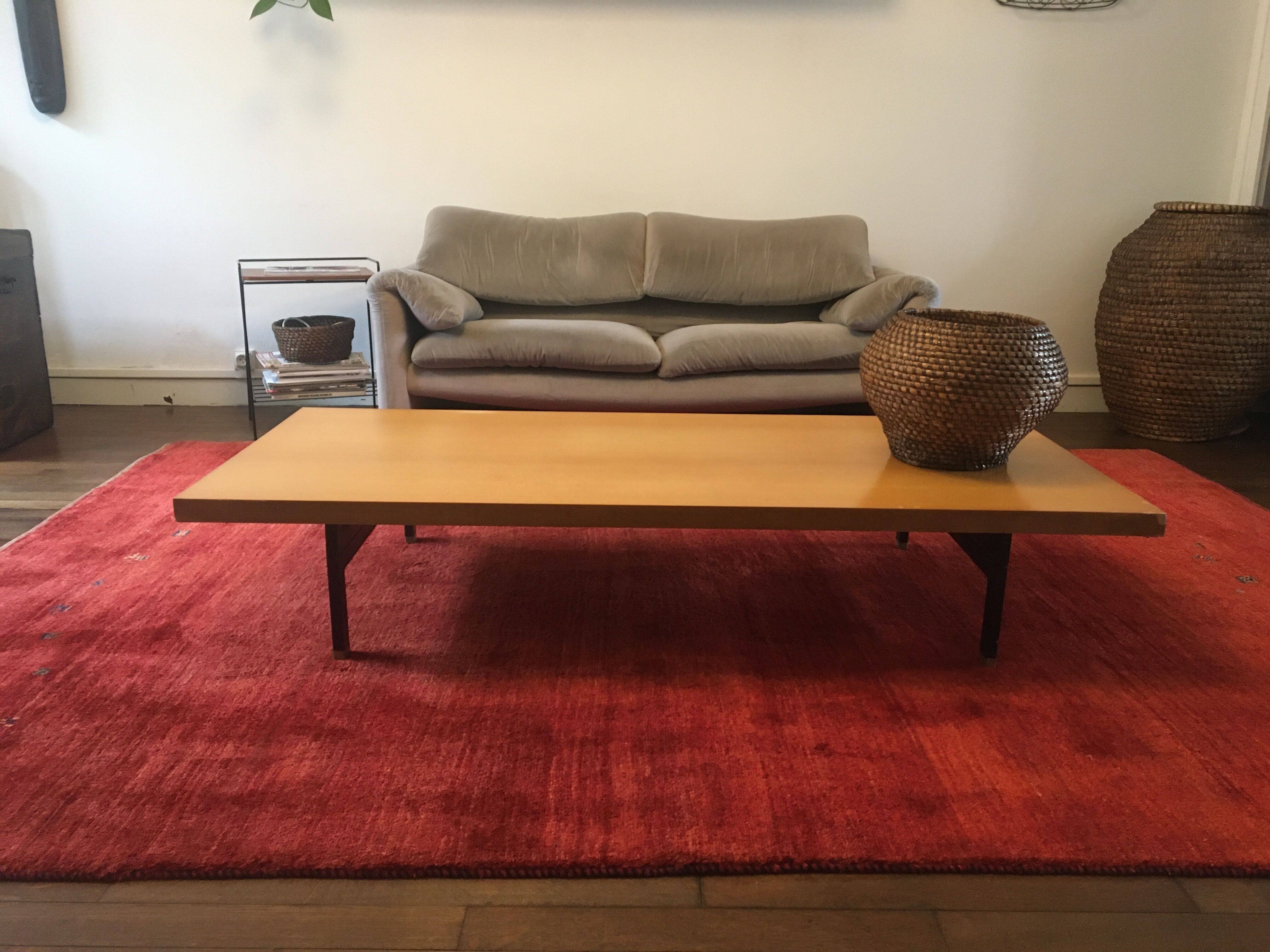 Modernist light wood and metal coffee table 1950