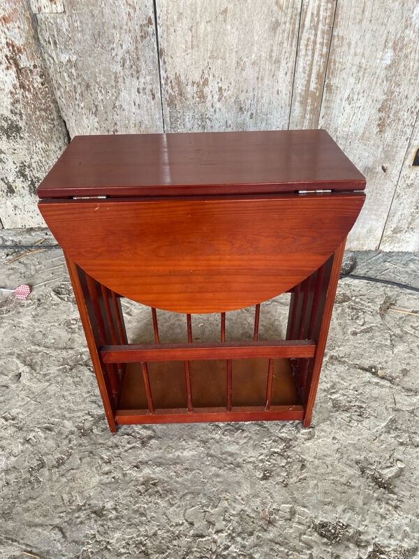 Meuble Chevet Bout Table Ancien Bois Tablette Pliante Porte Revues Vin