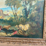 Oil painting on canvas – Pastoral scene – Boucher style – 19th century