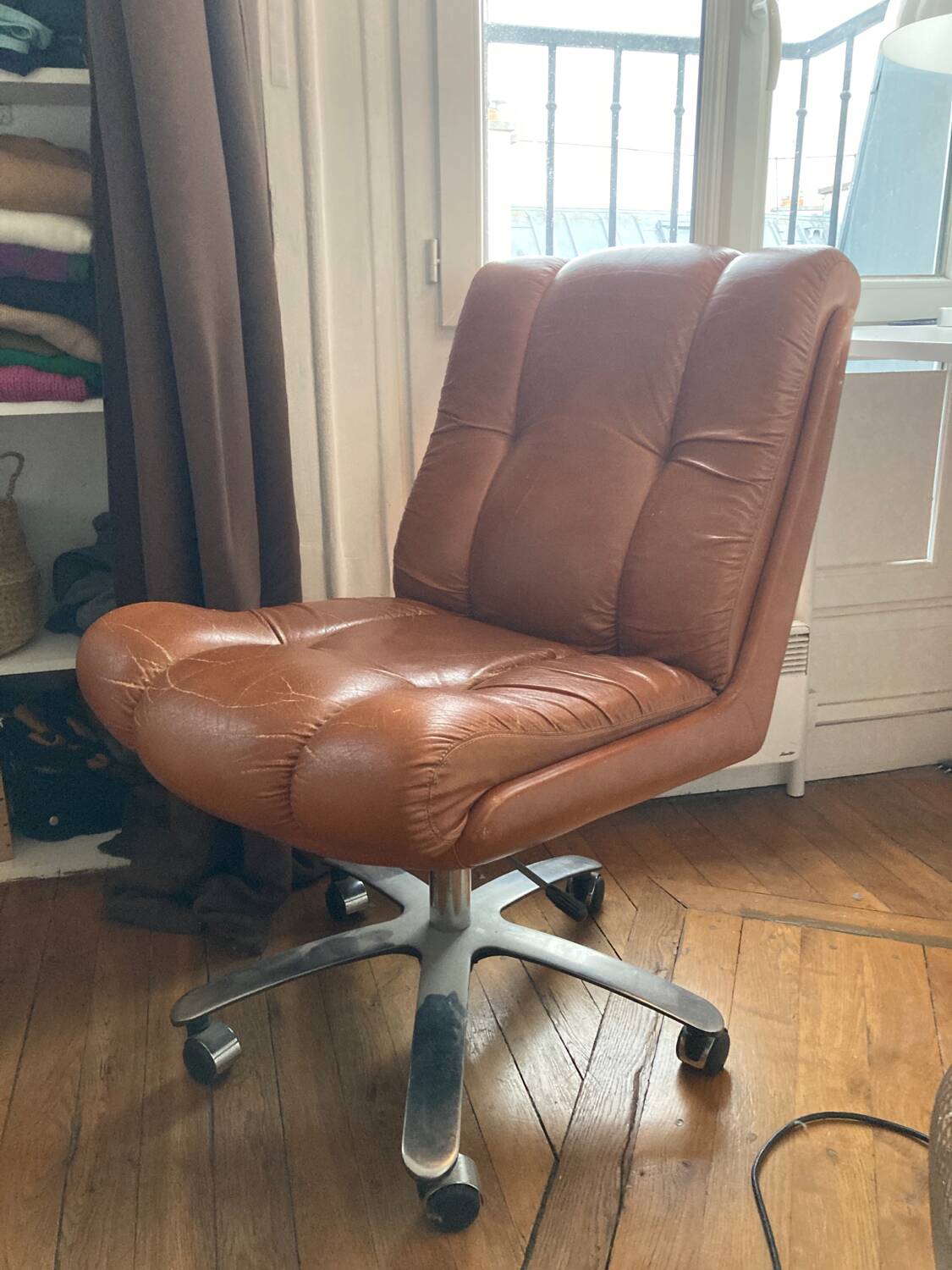 Brown leather office chair