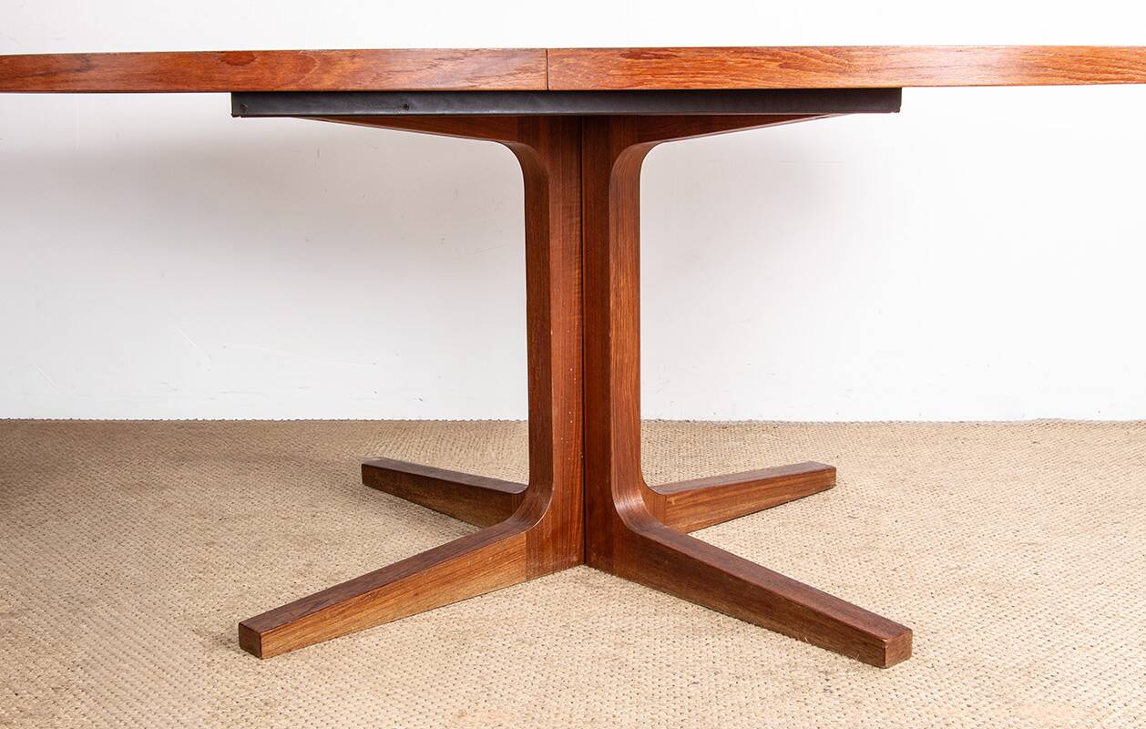 Very large Danish dining table in teak, oval and extendable, Dyrlund.
