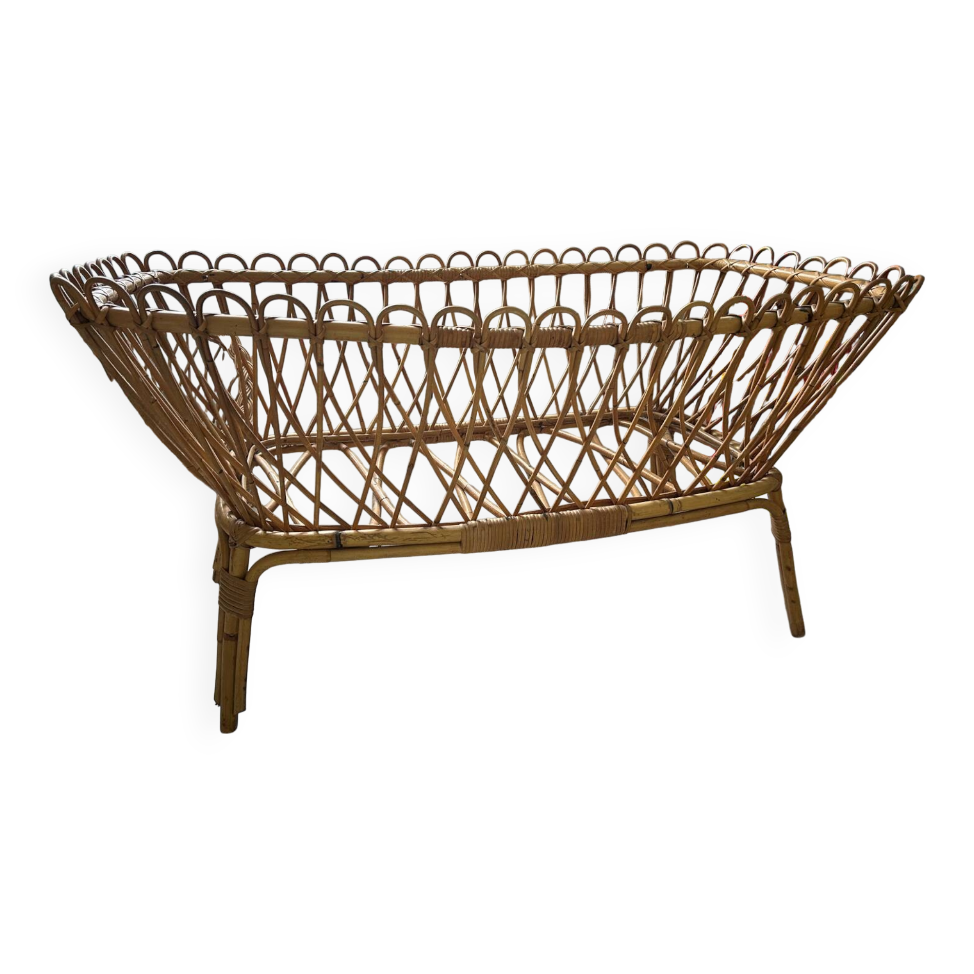 Vintage rattan cradle