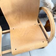 Vintage blonde wood two-seater bench by Baumann