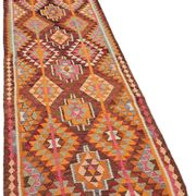 Turkish Handwoven Vintage Herki Kilim 90 cm x 328 cm