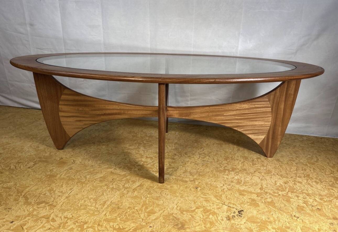 Mid Century Retro Vintage Teak & Glass Oval Astro Coffee Table by GPlan1960