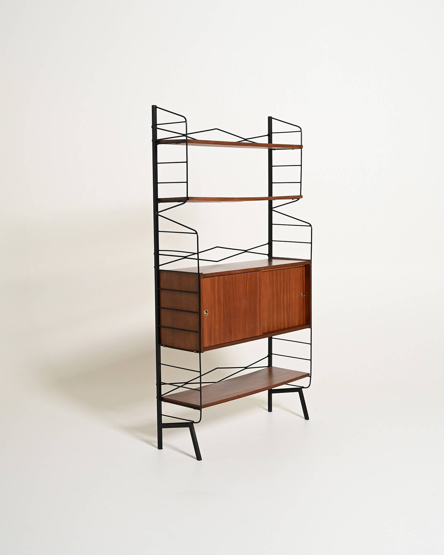 Bibliothèque en teck avec tiroir, années 1950-1960