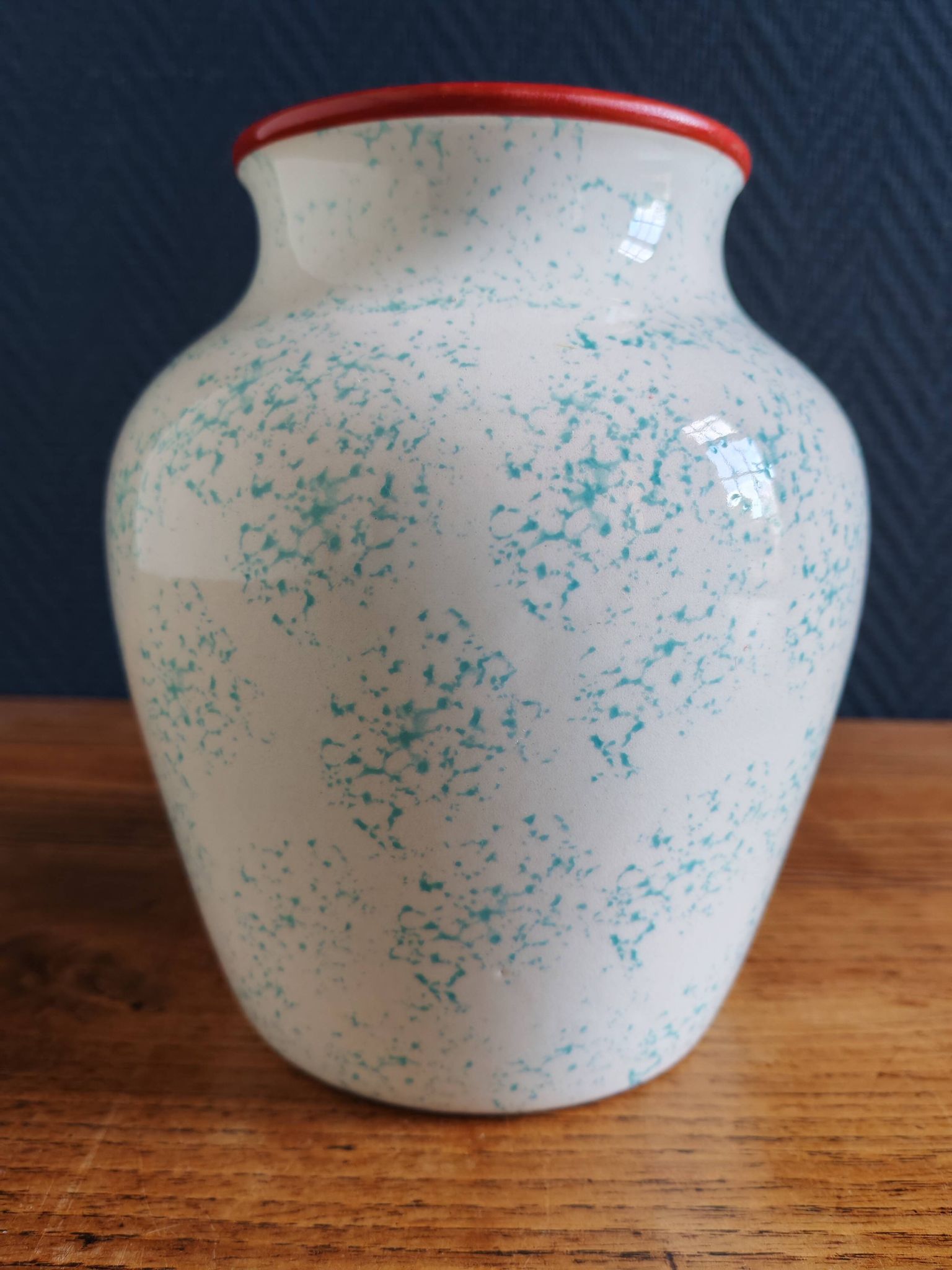 White Ceramic Vase with Peach and Leaf Motifs