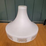 Opaline suspension lampshade — screen-printed cashmere design — 60s