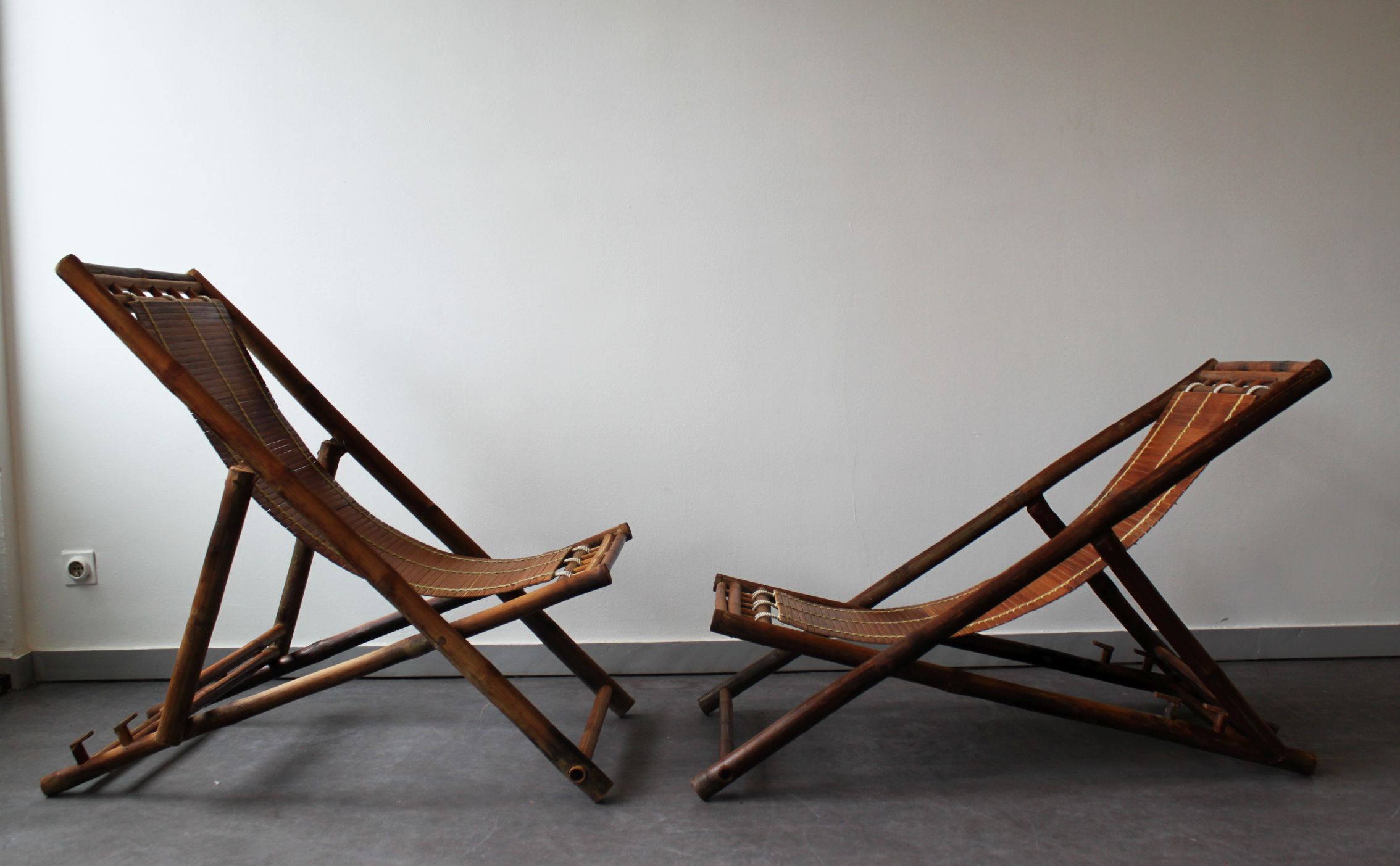 Paire de chiliennes en bambou, 70's.
