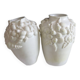 Paire de vases blanc à coquillages