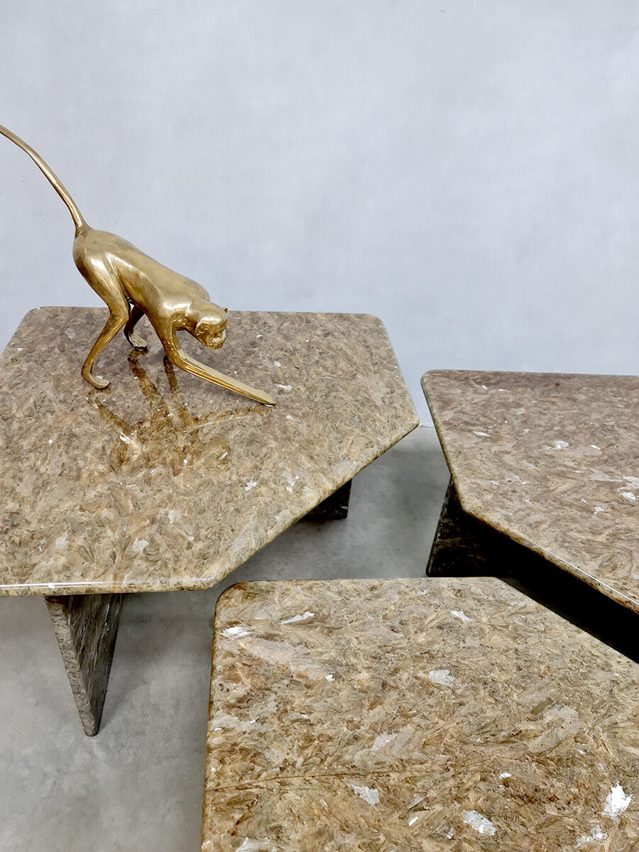 Vintage Italian marble low pull-out table