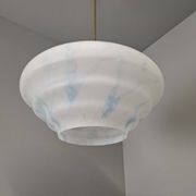 Napako Midcentury Modern Pendant Lamp in Opaline Glass and Brass, Czechoslovakia