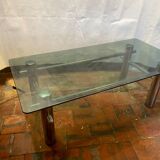 Metal and glass coffee table 70s