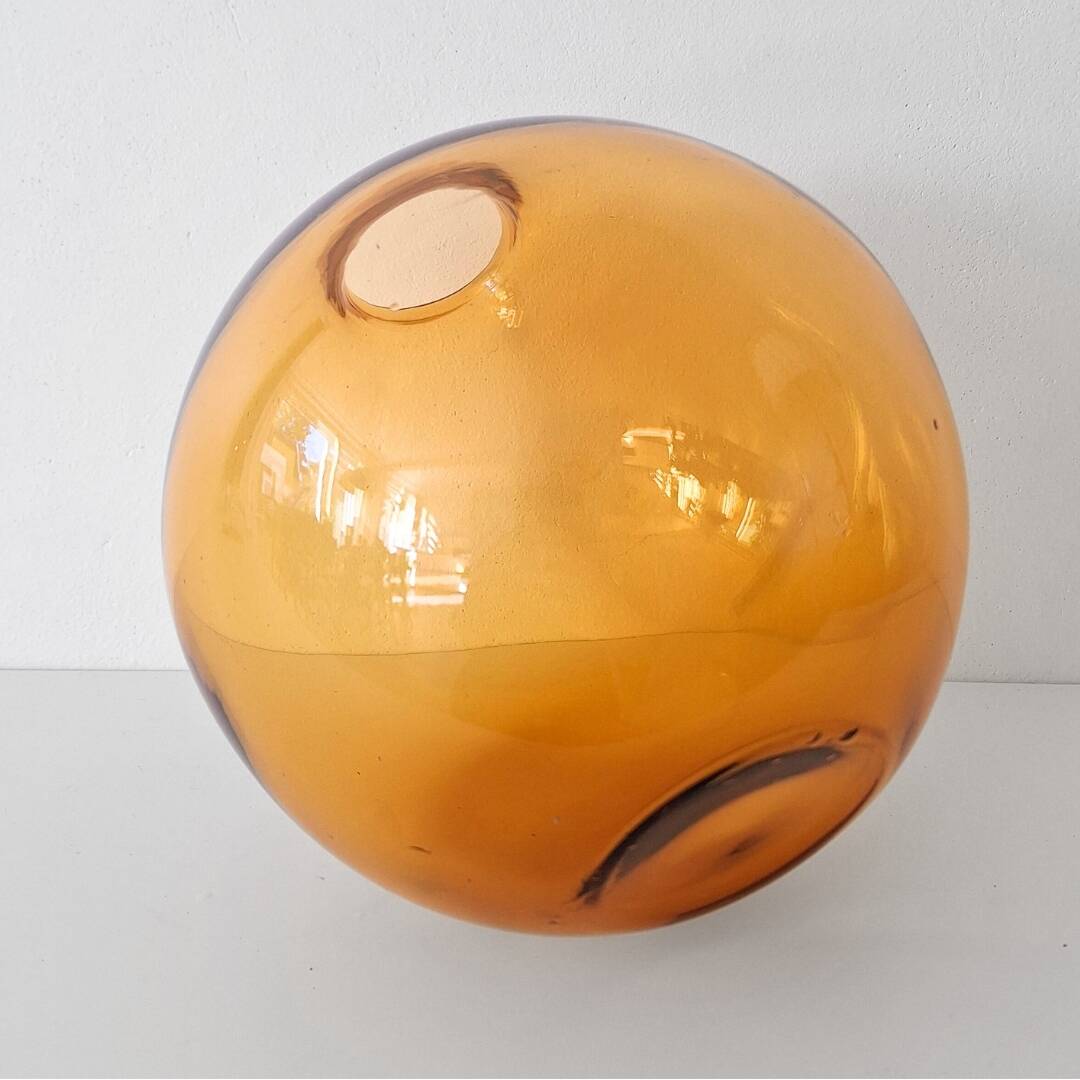 Mouth-Blown Amber Glass Glass - Multiple Orientations - 1990s, Italy