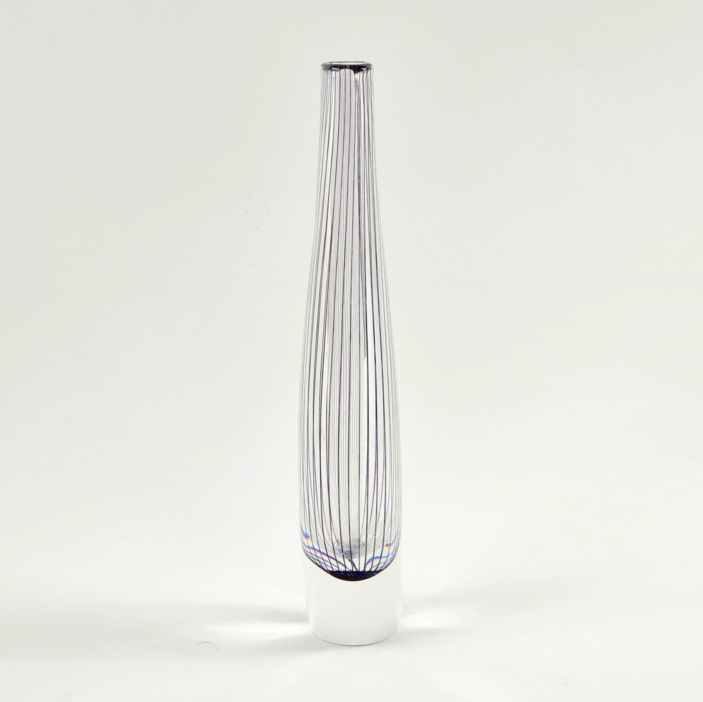 Large Mid-Century Scandinavian Striped Glass Vase by Vicke Lindstrand for Kosta, Sweden, 1950s