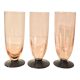 Set of 3 art deco crystal champagne flutes