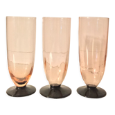 Set of 3 art deco crystal champagne flutes