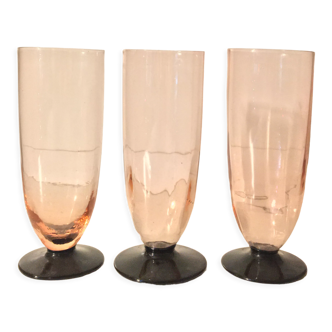 Lot de 3 flûtes à champagne en cristal art déco