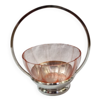 Red fruit bowl, silver