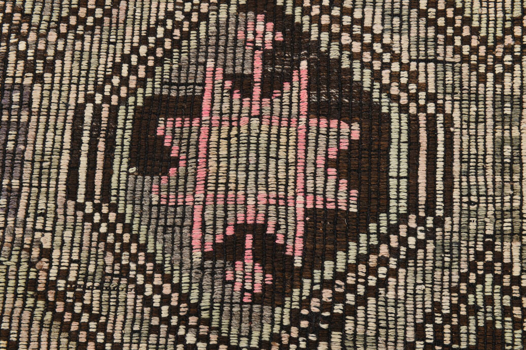 5x9 Cream Brown Handmade Kilim Rug, 151x286Cm