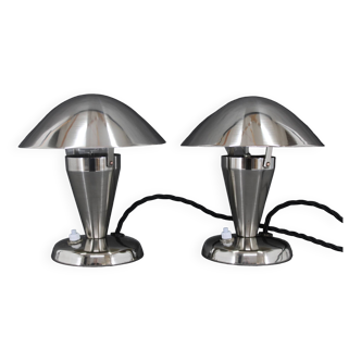 1930s Pair of Restored Bauhaus Table Lamps, Czechoslovakia