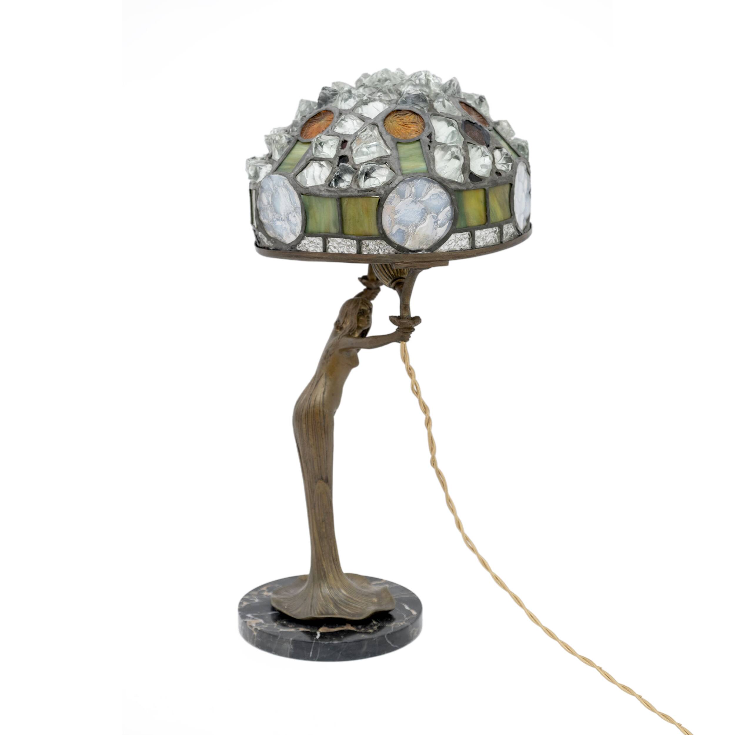 Lampe de table Art Nouveau française « style Tiffany », années 1930