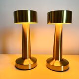 Duo of golden touch lamps