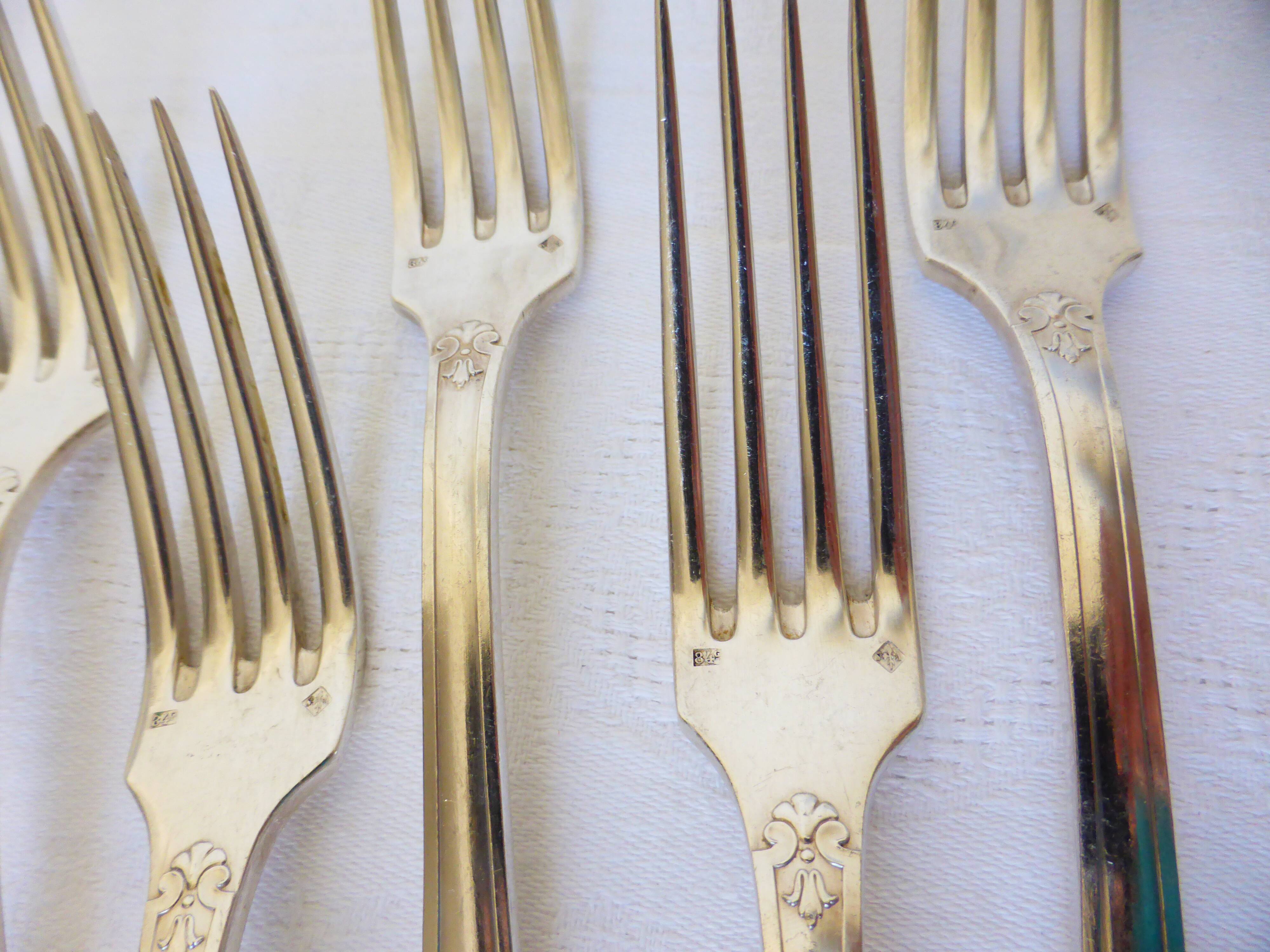 6 vintage silver metal forks punched 2106158