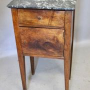 Directoire bedside table in walnut with marble top.