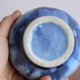 Small vase in glazed blue stoneware.