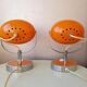 Pair of orange eye table lamps from the 70s space age