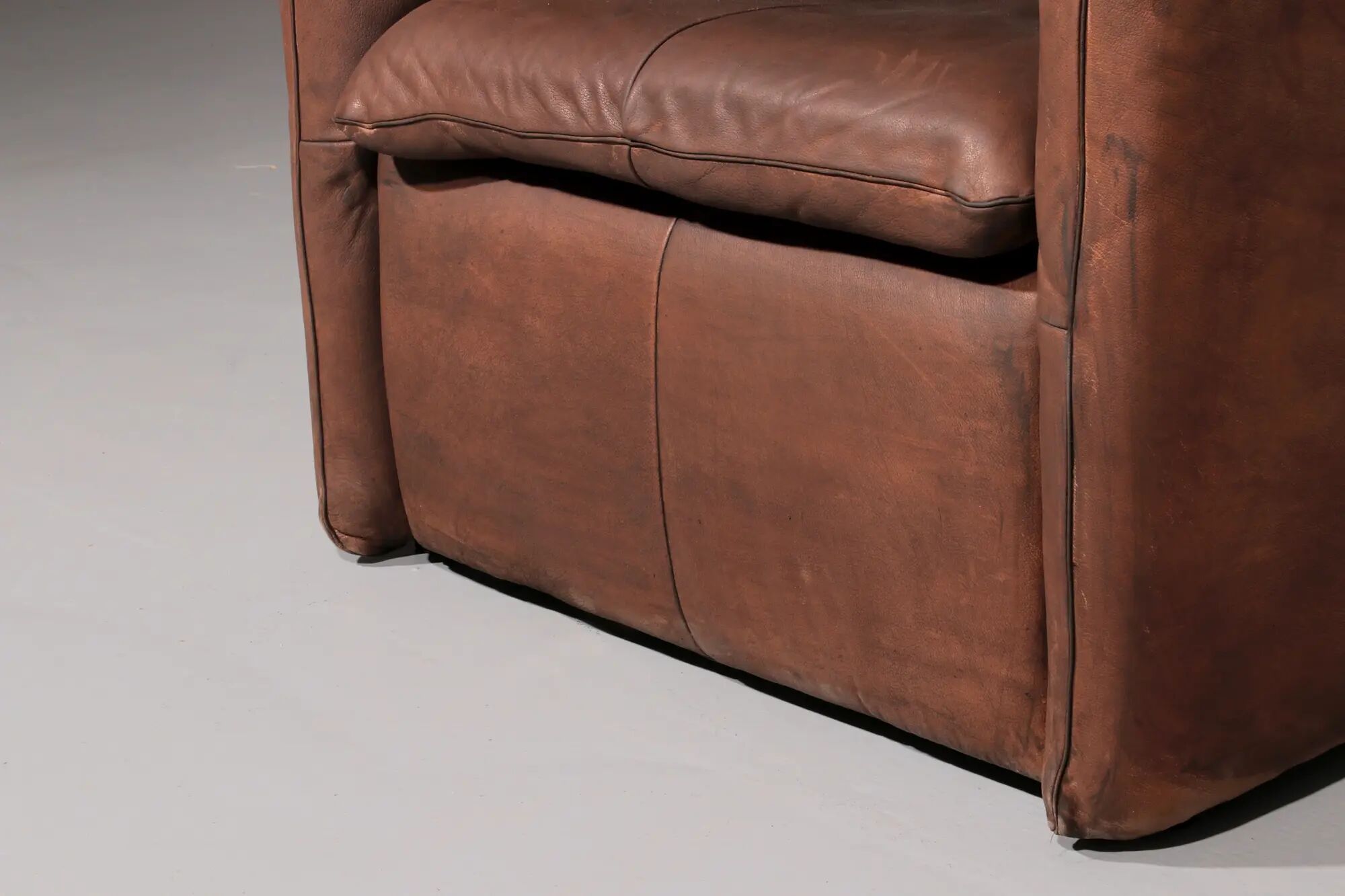 Patinated leather armchair by Gerard van den Berg for Montis, Netherlands, 1970s