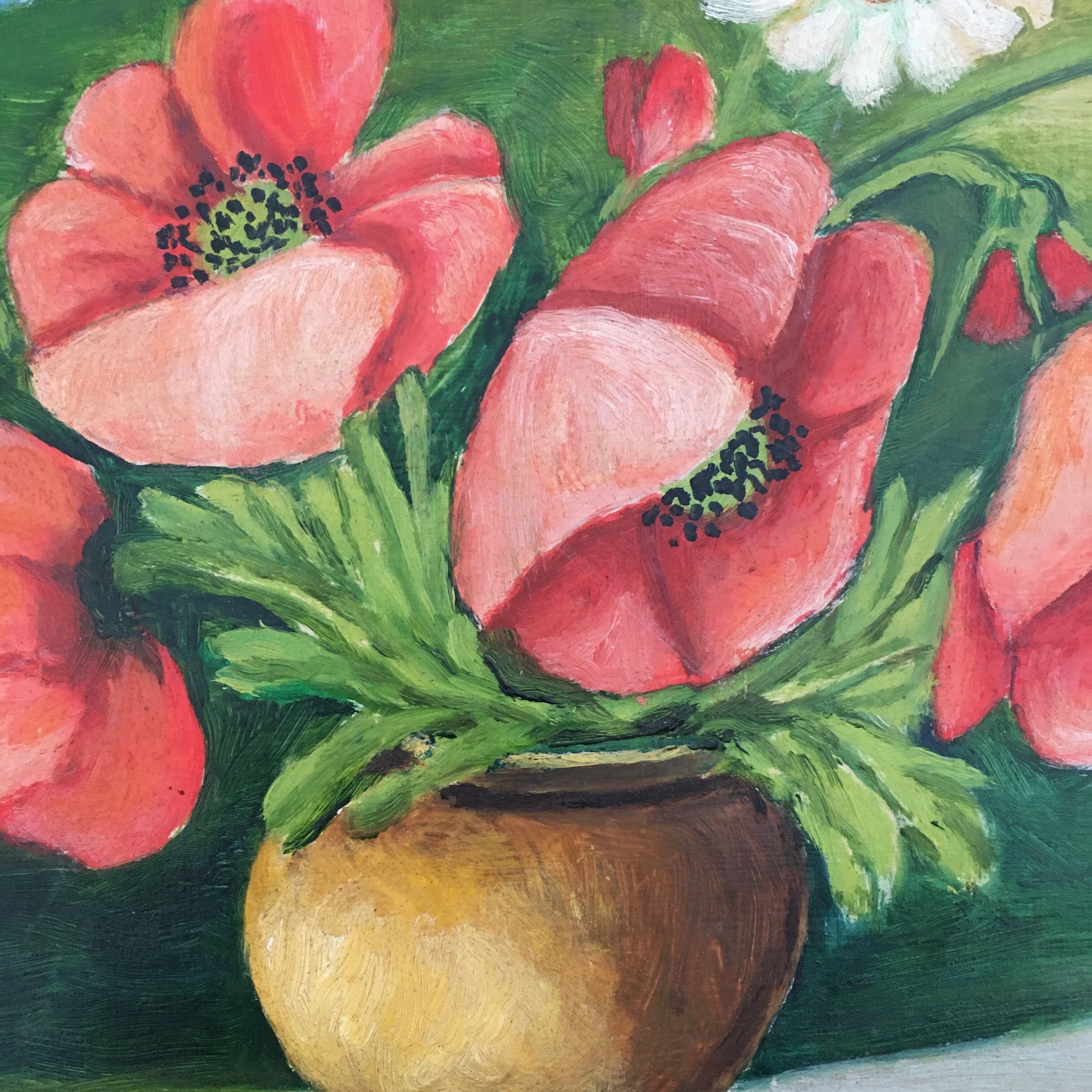 Poppy bouquet painting