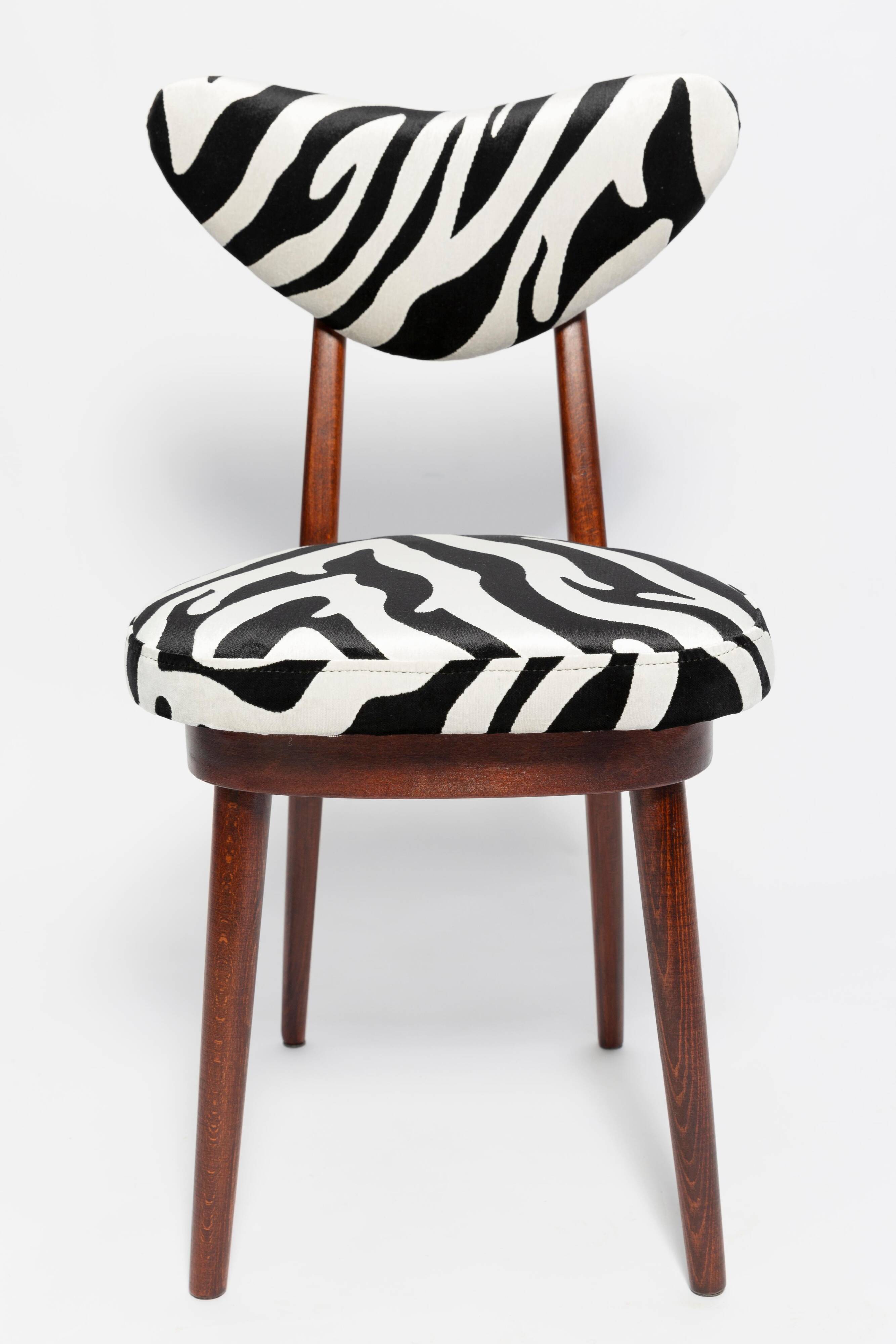 Heart-shaped chair with black and white zebra pattern, Poland, 1960s