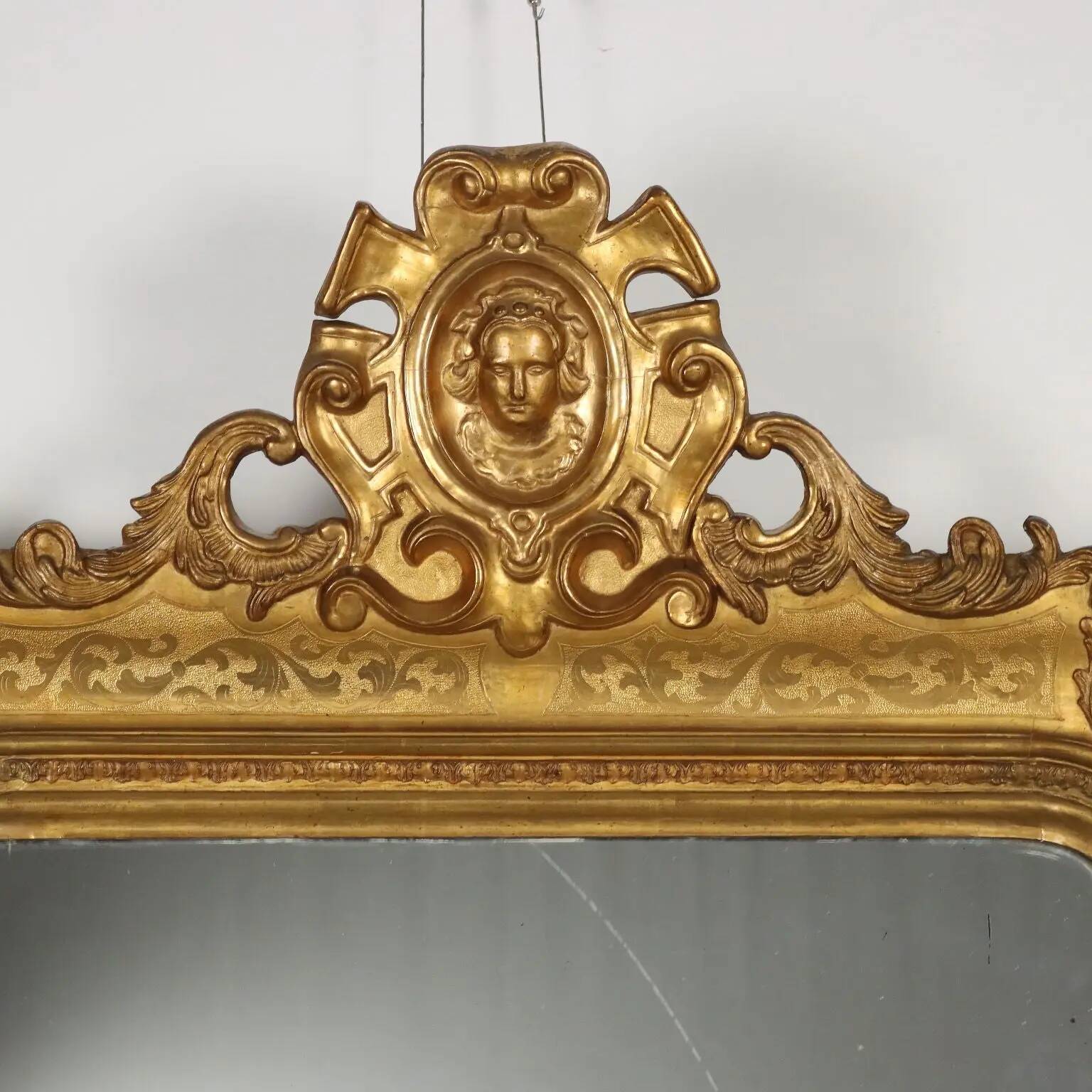 Antique mirror in carved fir, France, mid-19th century.