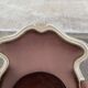 Louis XV cabriolet armchair in solid wood, beige with brown velvet fabric.