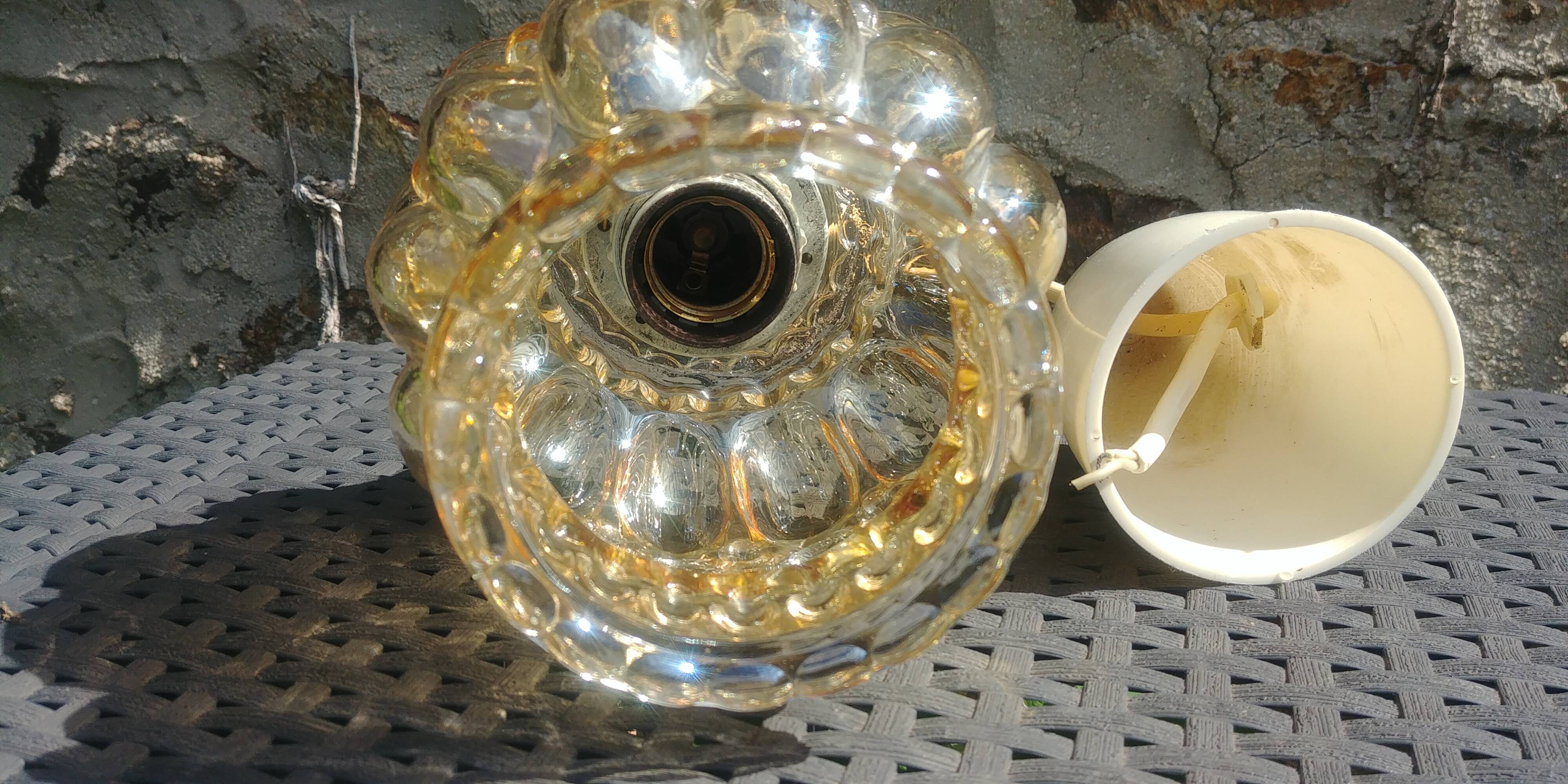 Vintage Amber Glass Bubble Suspension 70s
