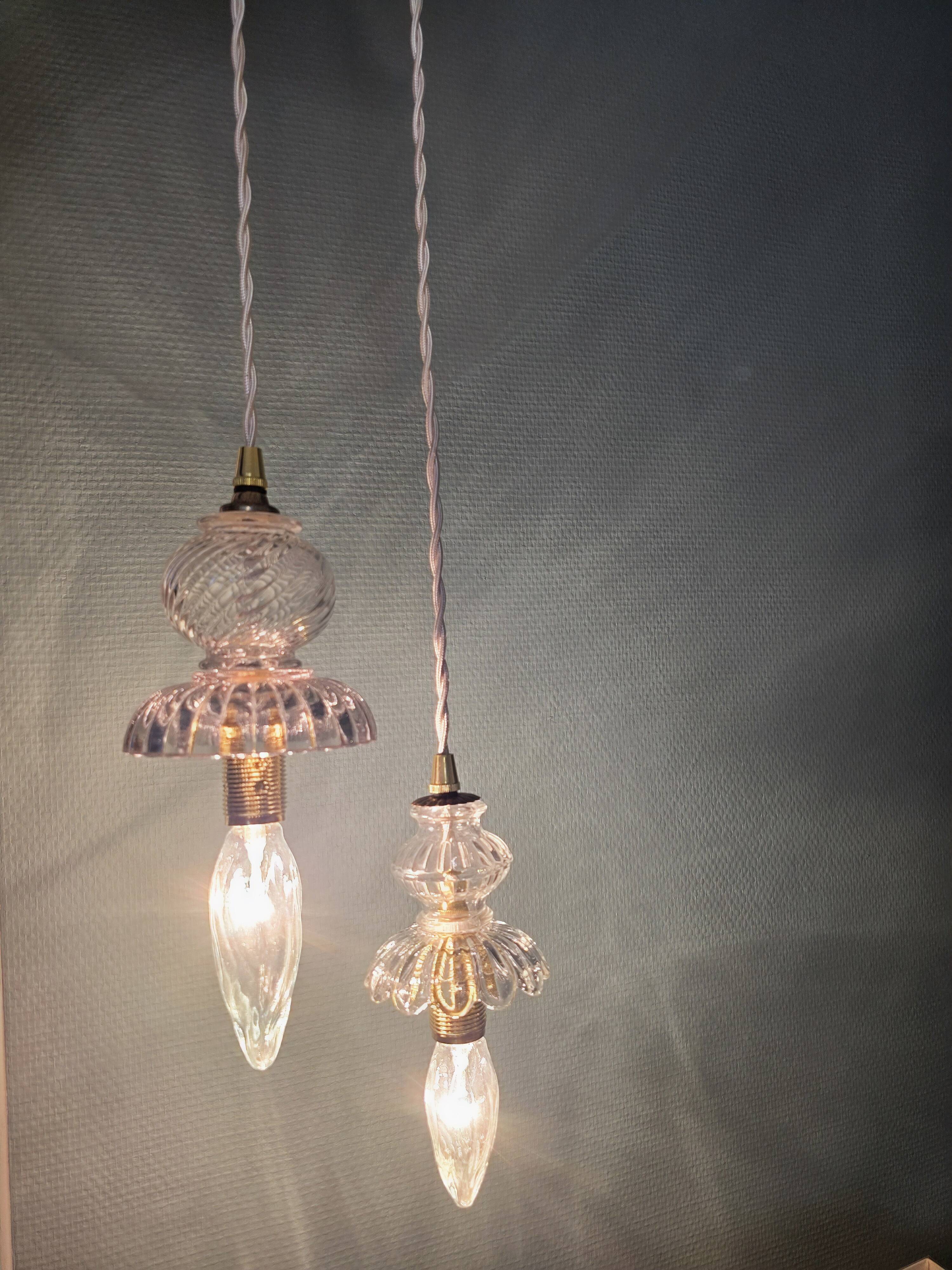 Suspension double en verre inspiration Murano