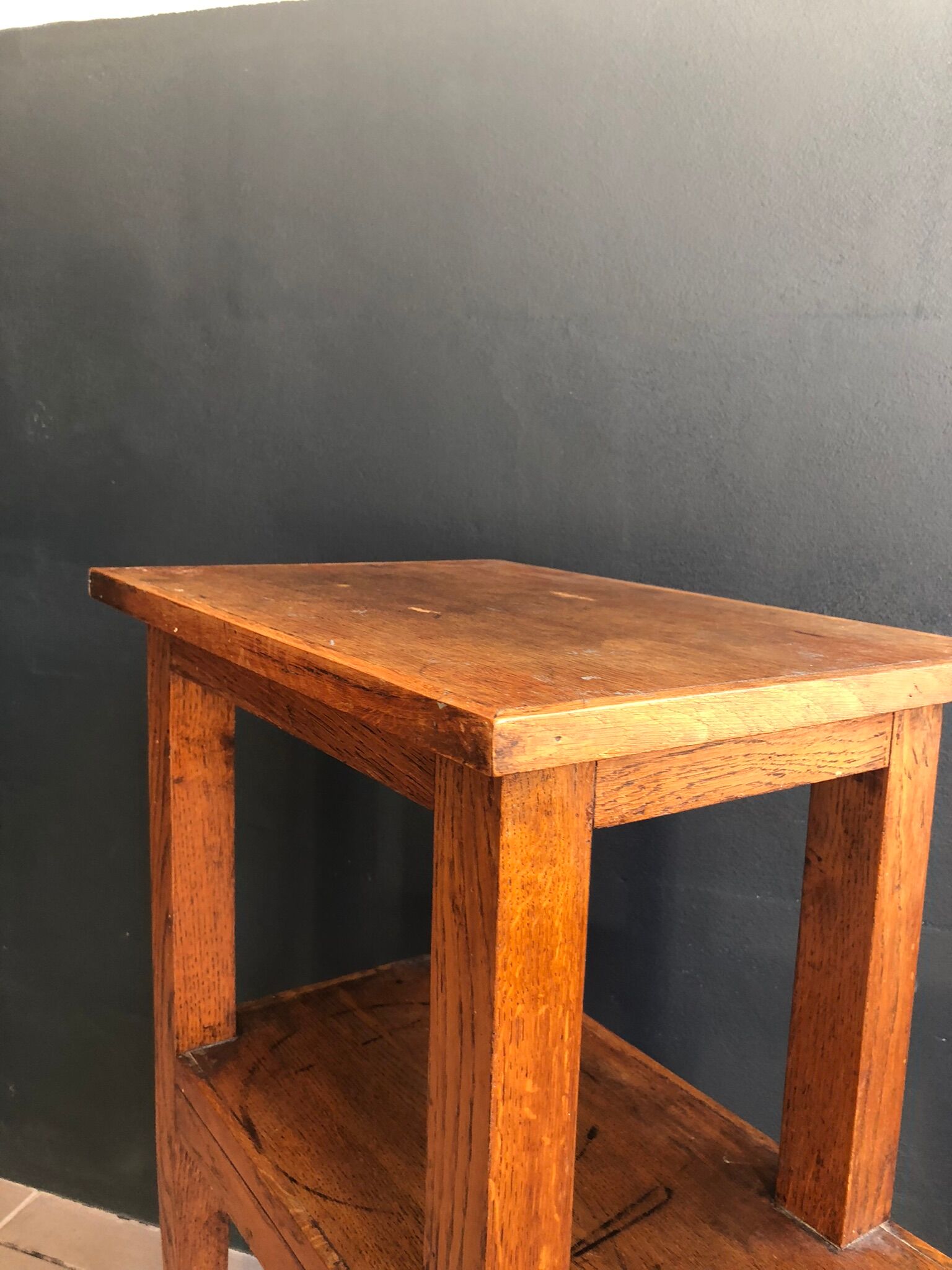 50s oak fifth wheel console