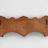 Antique Carved oak Wall mount coat rack with 3 brass angel hooks, France