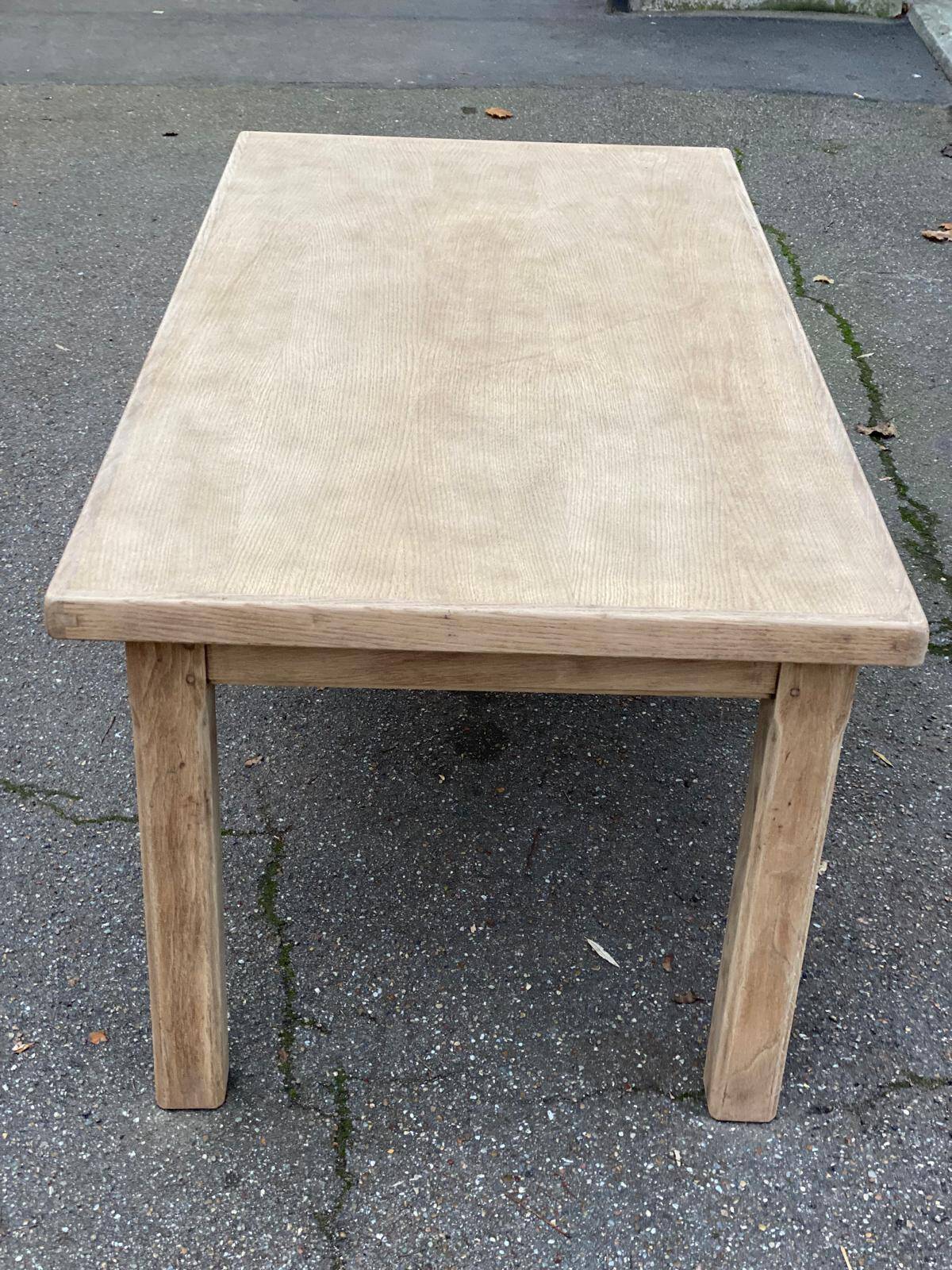Renovated farmhouse dining table in raw oak from the 20th century, 180cm.