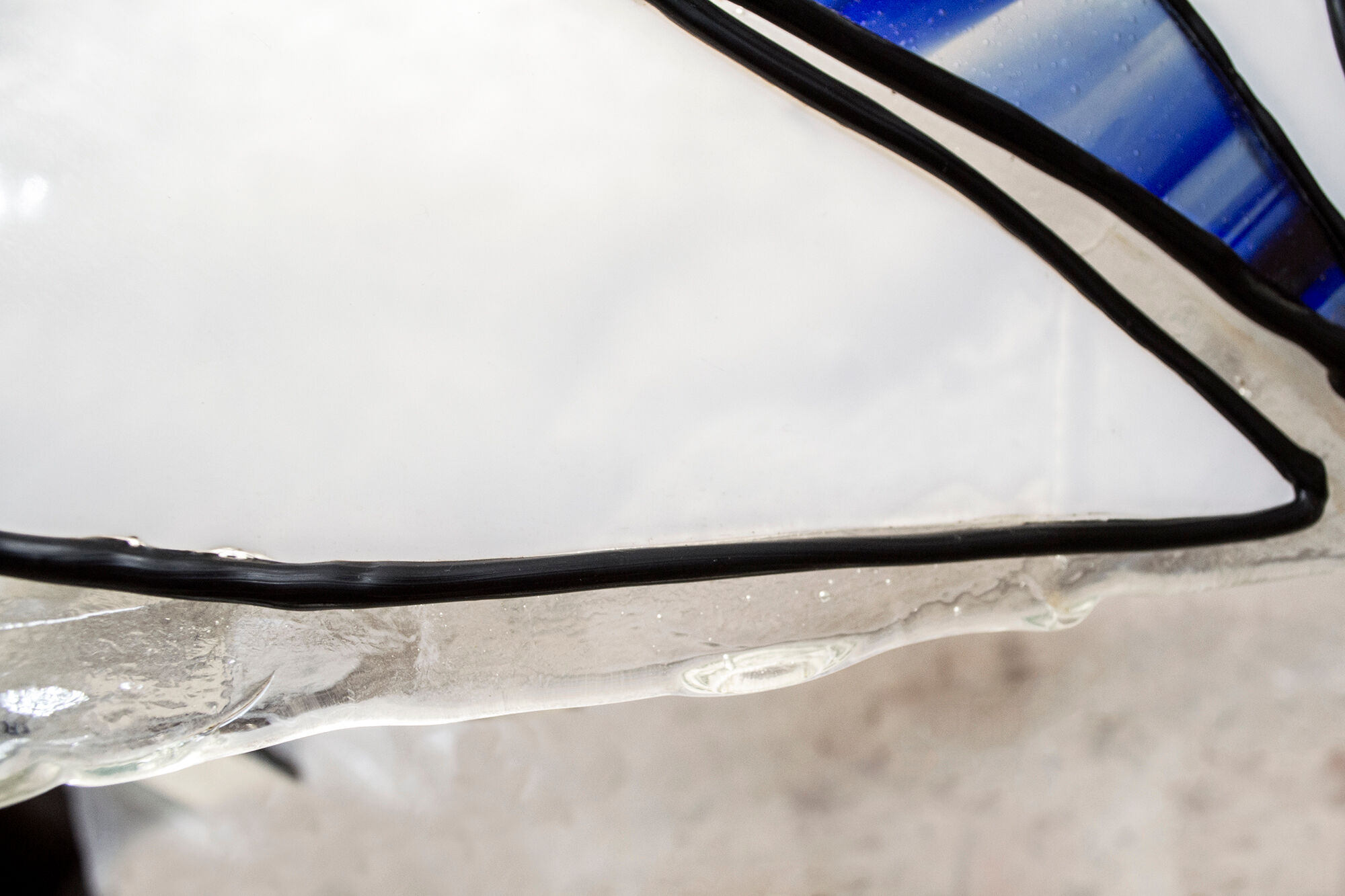 Lampadario vetro piombo colorato e silicone Italia Anni '70