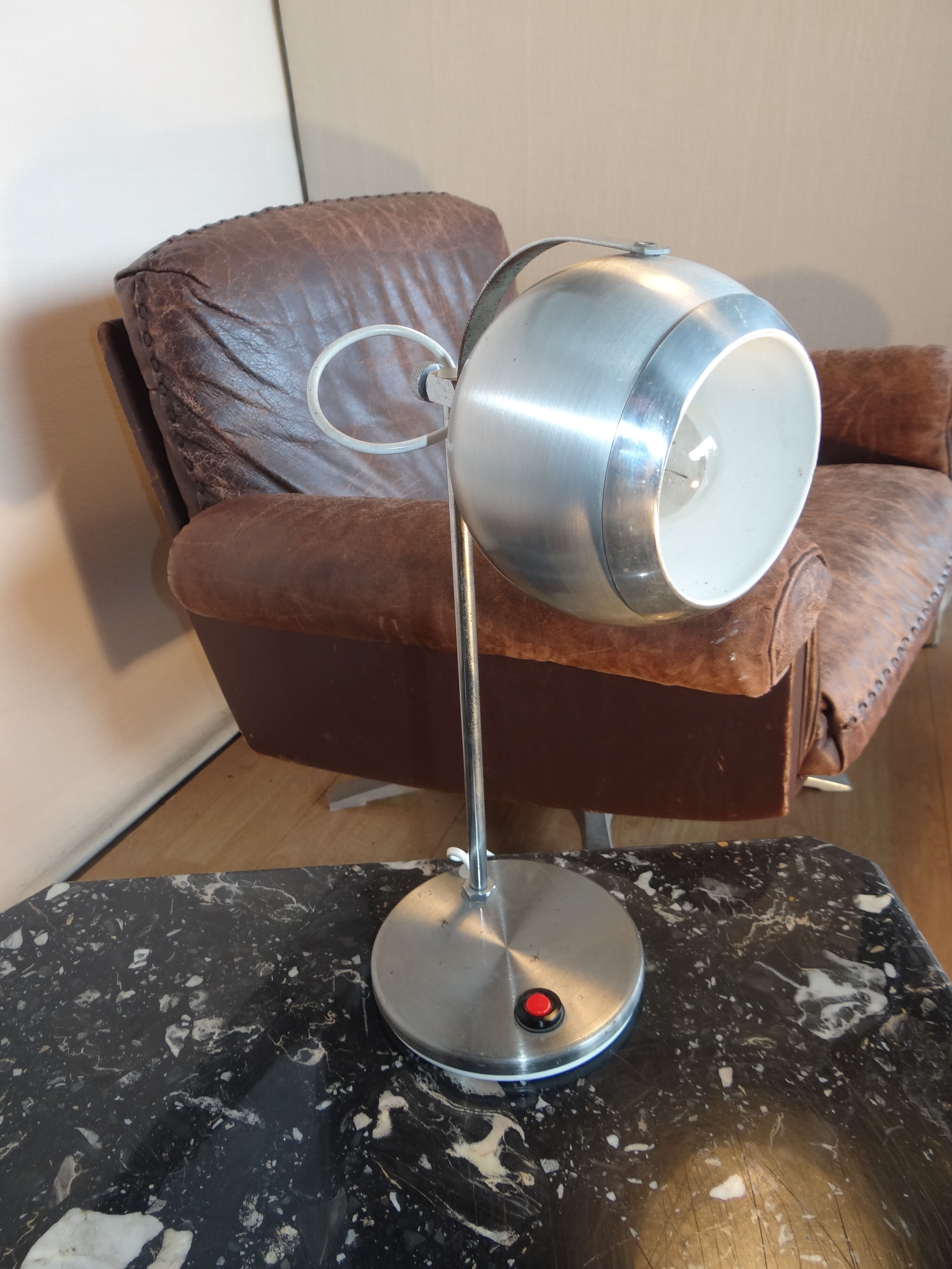 Eye ball lamp, 1970, aluminum